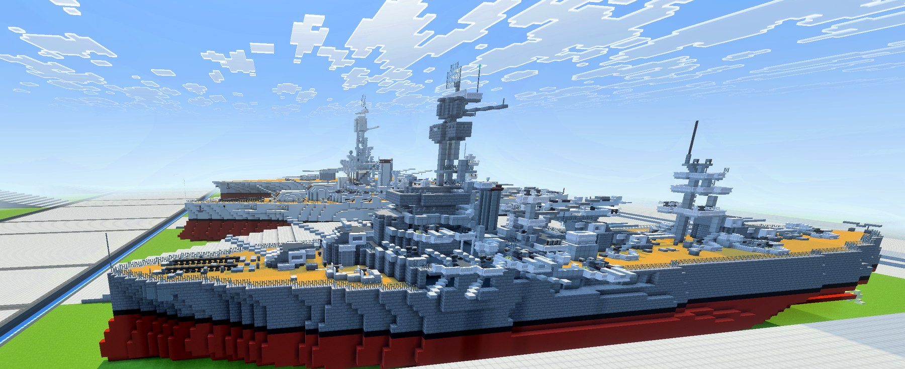 1:1 scale voxel model of USS Arkansas in her 1945 wartime refit.