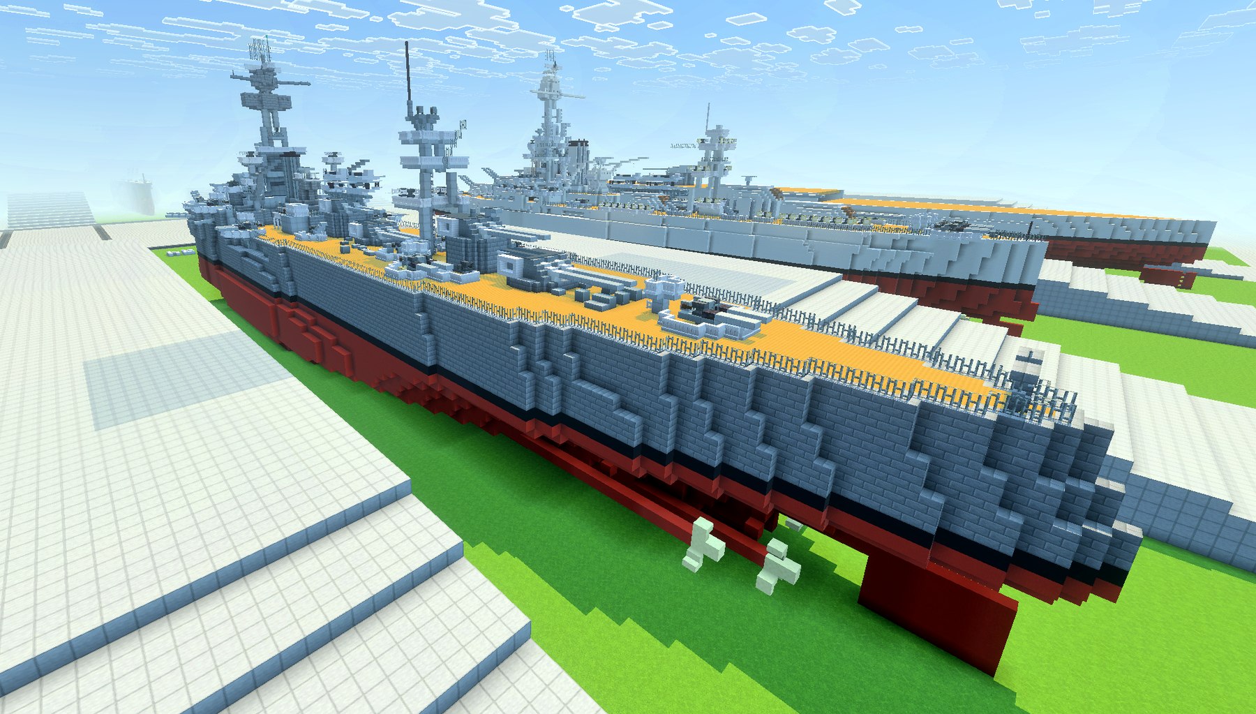 USS Arkansas alongside her sister ship in the build yard.